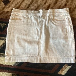 White jean mini skirt